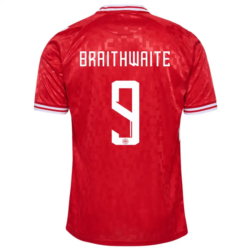 Danxen Barn Danmark Martin Braithwaite #9 Röd Hemmatröja Matchtröjor 24-26 Tröjor T-Tröja