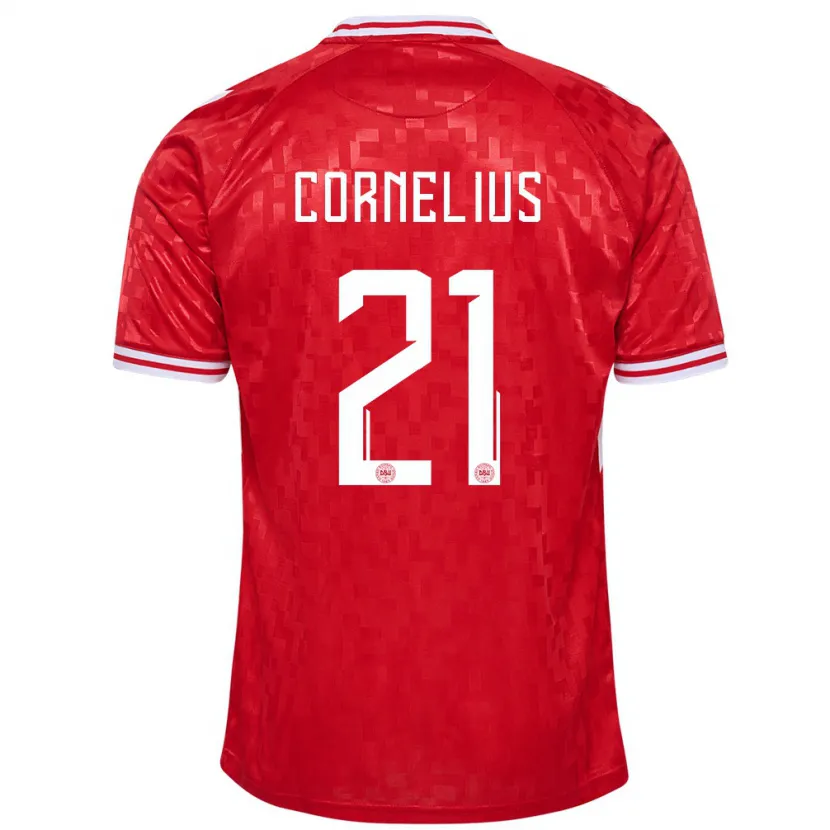 Danxen Barn Danmark Andreas Cornelius #21 Röd Hemmatröja Matchtröjor 24-26 Tröjor T-Tröja