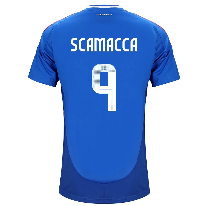 Danxen Barn Italien Gianluca Scamacca #9 Blå Hemmatröja Matchtröjor 24-26 Tröjor T-Tröja