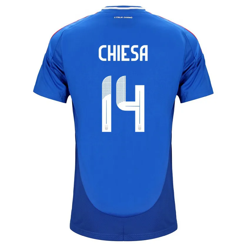 Danxen Barn Italien Federico Chiesa #14 Blå Hemmatröja Matchtröjor 24-26 Tröjor T-Tröja