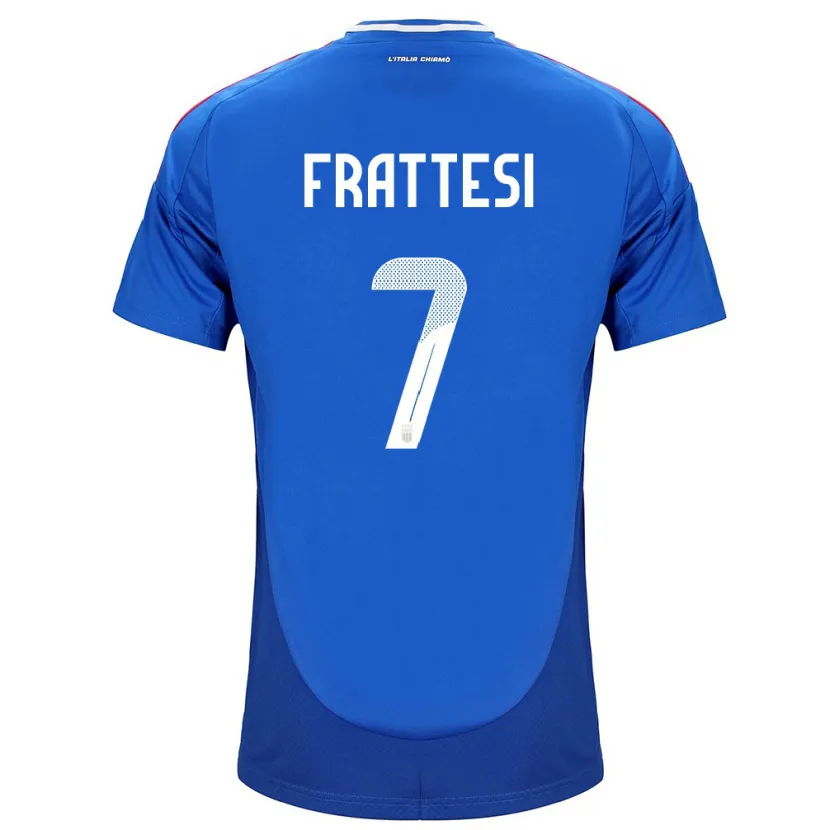 Danxen Barn Italien Davide Frattesi #7 Blå Hemmatröja Matchtröjor 24-26 Tröjor T-Tröja