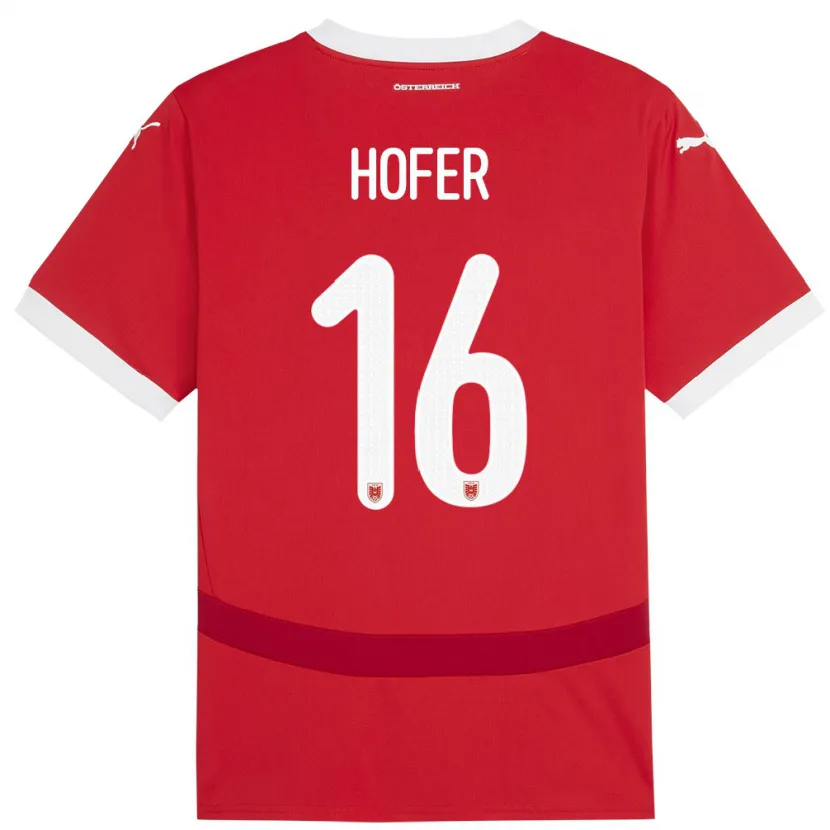 Danxen Barn Österrike Raphael Hofer #16 Röd Hemmatröja Matchtröjor 24-26 Tröjor T-Tröja
