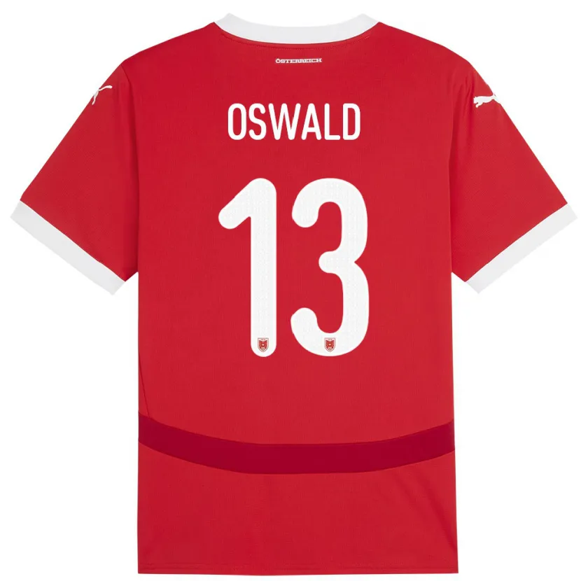 Danxen Barn Österrike Moritz Oswald #13 Röd Hemmatröja Matchtröjor 24-26 Tröjor T-Tröja