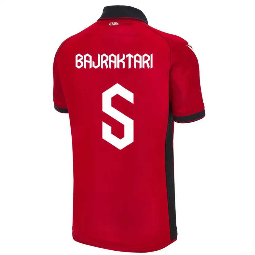 Danxen Barn Albanien Arbiona Bajraktari #5 Röd Hemmatröja Matchtröjor 24-26 Tröjor T-Tröja