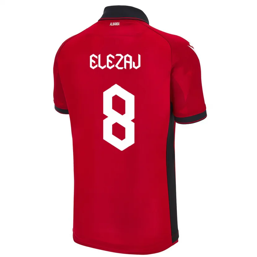 Danxen Barn Albanien Endrina Elezaj #8 Röd Hemmatröja Matchtröjor 24-26 Tröjor T-Tröja