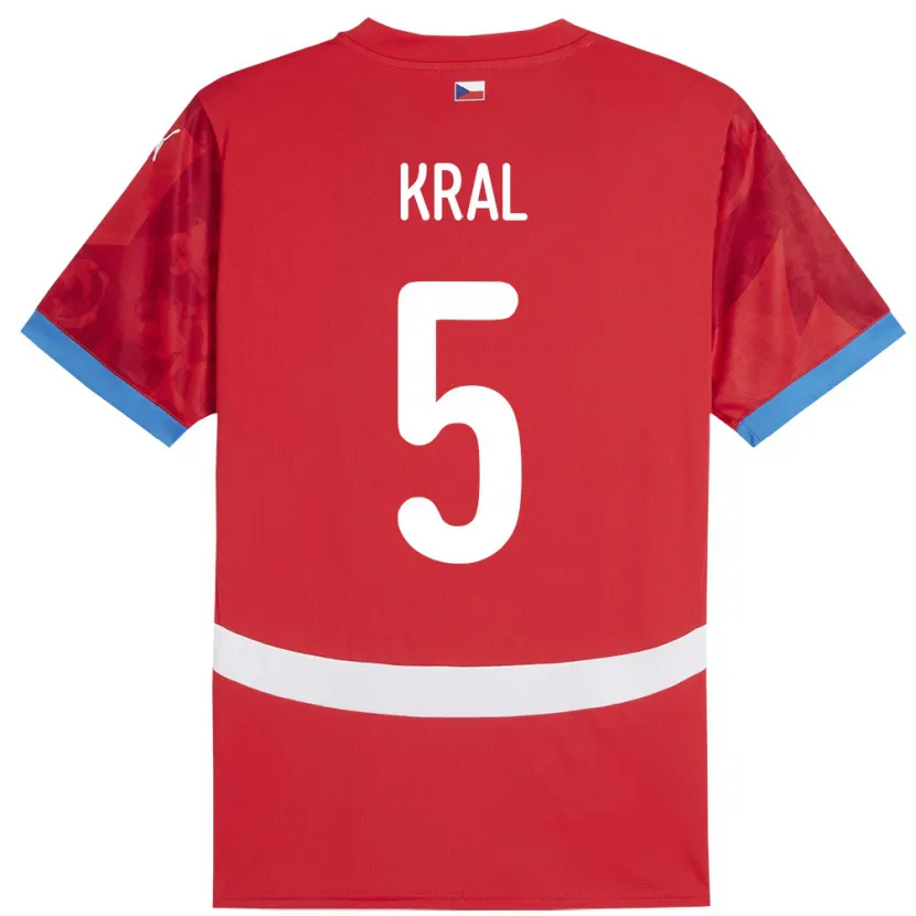 Danxen Barn Tjeckien Tomas Kral #5 Röd Hemmatröja Matchtröjor 24-26 Tröjor T-Tröja