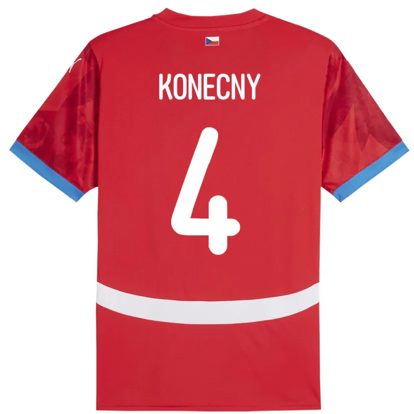 Danxen Barn Tjeckien Mikulas Konecny #4 Röd Hemmatröja Matchtröjor 24-26 Tröjor T-Tröja
