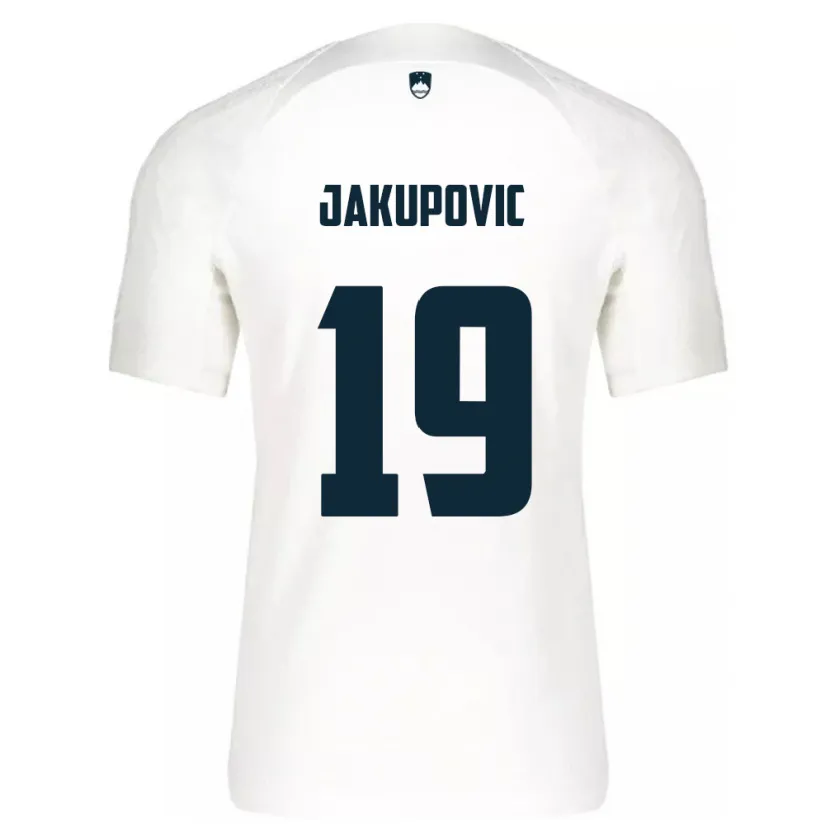 Danxen Barn Slovenien Aldin Jakupovic #19 Vit Hemmatröja Matchtröjor 24-26 Tröjor T-Tröja