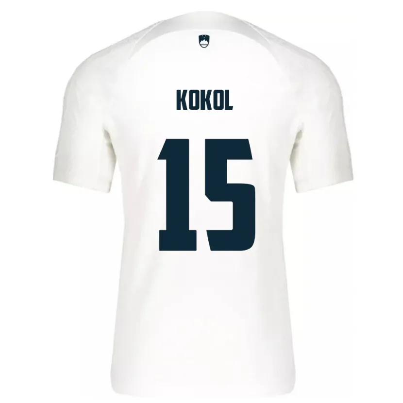 Danxen Barn Slovenien Luka Kokol #15 Vit Hemmatröja Matchtröjor 24-26 Tröjor T-Tröja