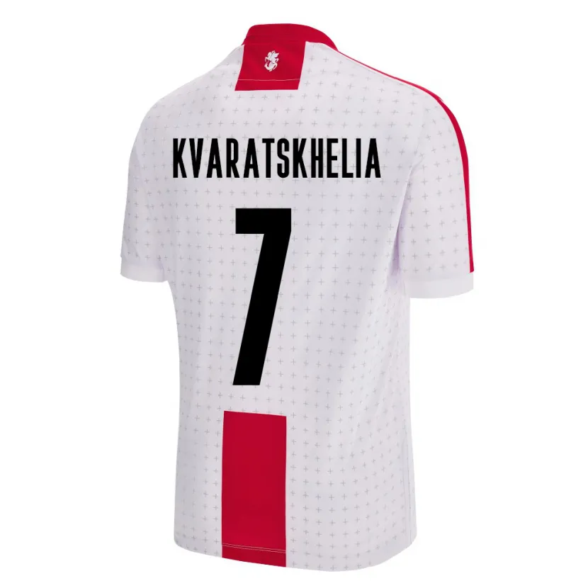 Danxen Barn Georgia Khvicha Kvaratskhelia #7 Vit Hemmatröja Matchtröjor 24-26 Tröjor T-Tröja