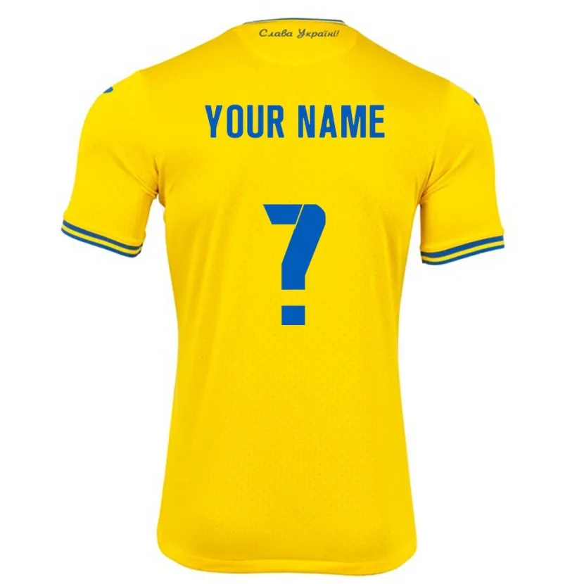 Danxen Barn Ukraina Ditt Namn #0 Gul Hemmatröja Matchtröjor 24-26 Tröjor T-Tröja