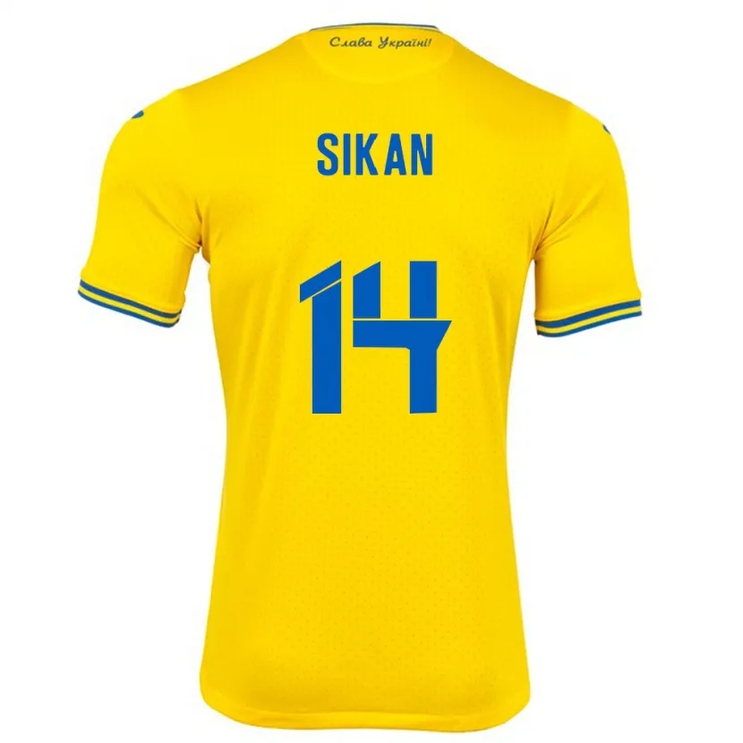 Danxen Barn Ukraina Danylo Sikan #14 Gul Hemmatröja Matchtröjor 24-26 Tröjor T-Tröja