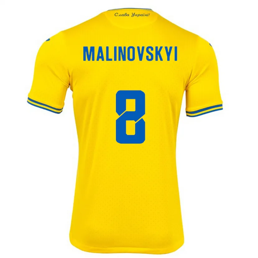 Danxen Barn Ukraina Ruslan Malinovskyi #8 Gul Hemmatröja Matchtröjor 24-26 Tröjor T-Tröja