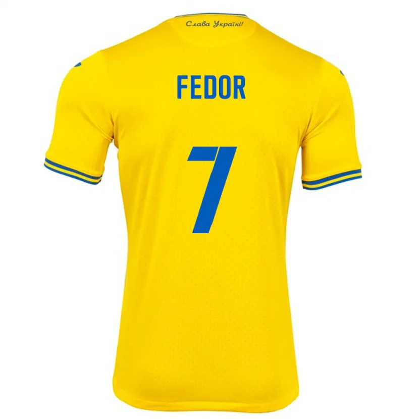 Danxen Barn Ukraina Oleg Fedor #7 Gul Hemmatröja Matchtröjor 24-26 Tröjor T-Tröja