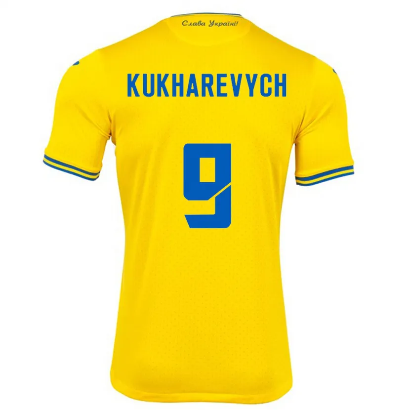 Danxen Barn Ukraina Mykola Kukharevych #9 Gul Hemmatröja Matchtröjor 24-26 Tröjor T-Tröja