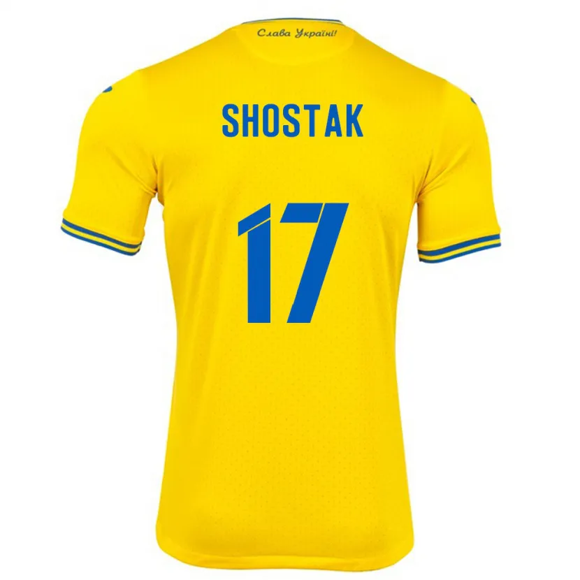 Danxen Barn Ukraina Denys Shostak #17 Gul Hemmatröja Matchtröjor 24-26 Tröjor T-Tröja