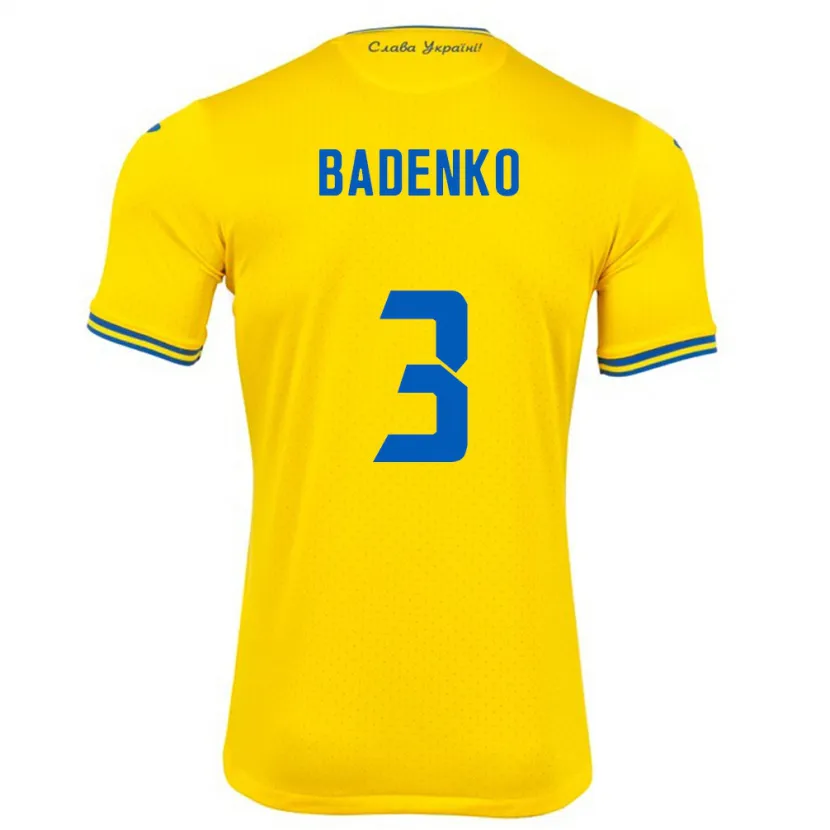 Danxen Barn Ukraina Ilya Badenko #3 Gul Hemmatröja Matchtröjor 24-26 Tröjor T-Tröja