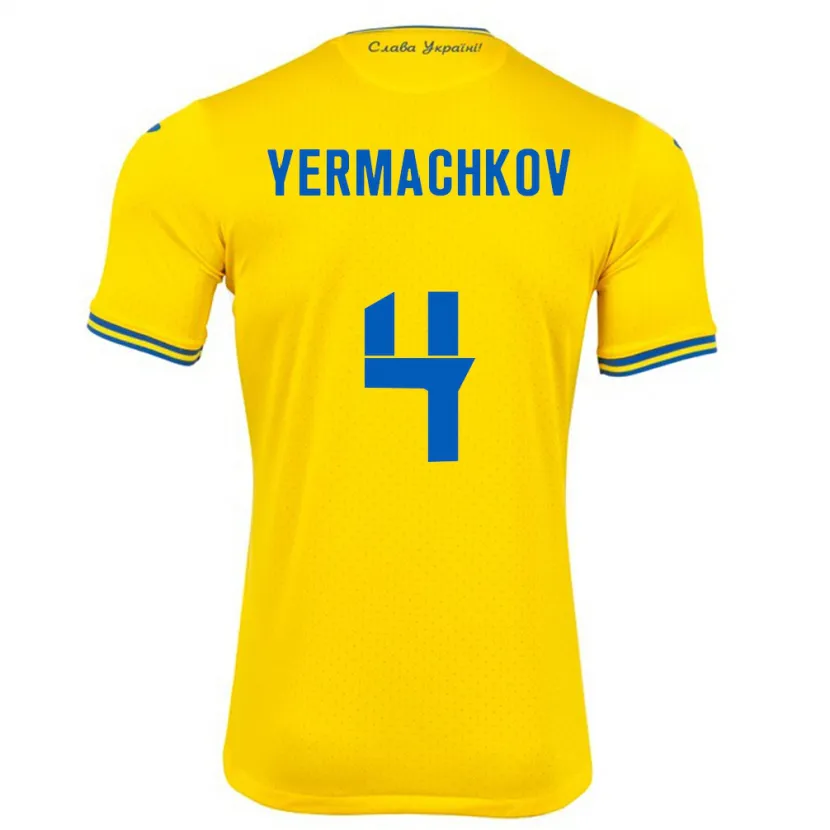 Danxen Barn Ukraina Ivan Yermachkov #4 Gul Hemmatröja Matchtröjor 24-26 Tröjor T-Tröja