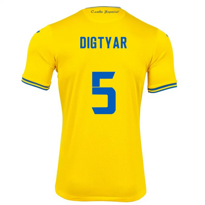 Danxen Barn Ukraina Kyrylo Digtyar #5 Gul Hemmatröja Matchtröjor 24-26 Tröjor T-Tröja
