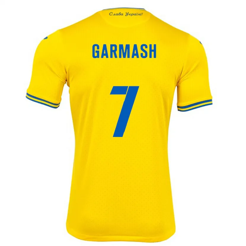 Danxen Barn Ukraina Yevgen Garmash #7 Gul Hemmatröja Matchtröjor 24-26 Tröjor T-Tröja