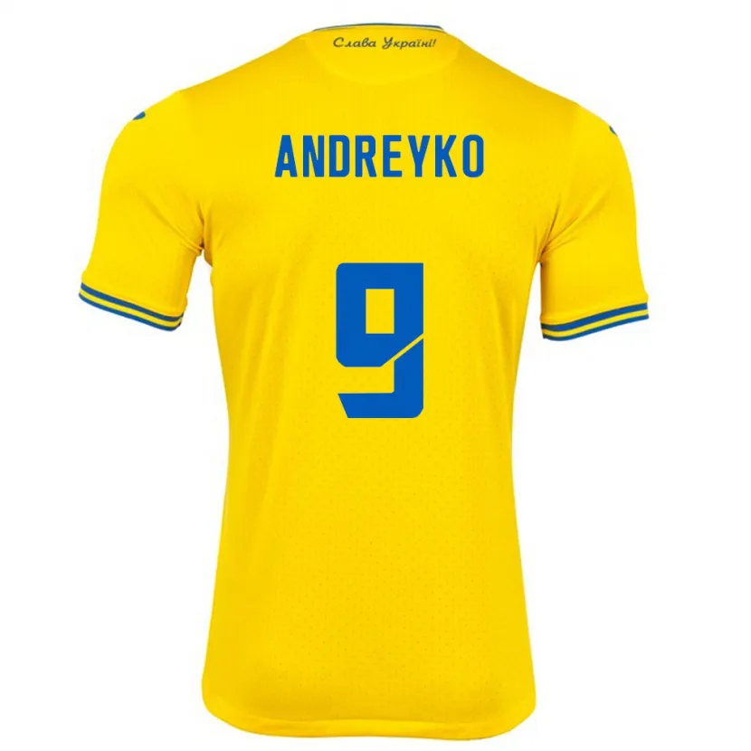 Danxen Barn Ukraina Ivan Andreyko #9 Gul Hemmatröja Matchtröjor 24-26 Tröjor T-Tröja