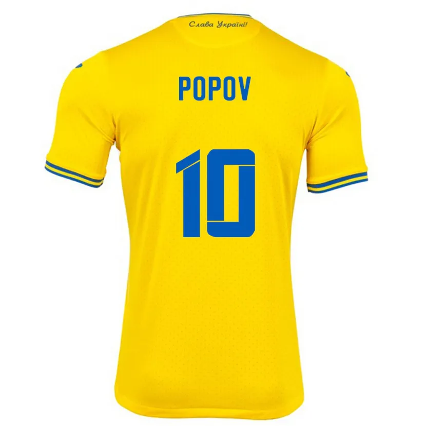 Danxen Barn Ukraina Bogdan Popov #10 Gul Hemmatröja Matchtröjor 24-26 Tröjor T-Tröja