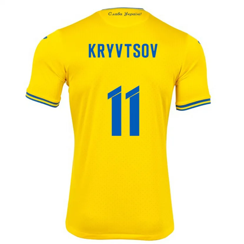 Danxen Barn Ukraina Nikita Kryvtsov #11 Gul Hemmatröja Matchtröjor 24-26 Tröjor T-Tröja