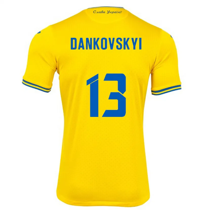 Danxen Barn Ukraina Yegor Dankovskyi #13 Gul Hemmatröja Matchtröjor 24-26 Tröjor T-Tröja