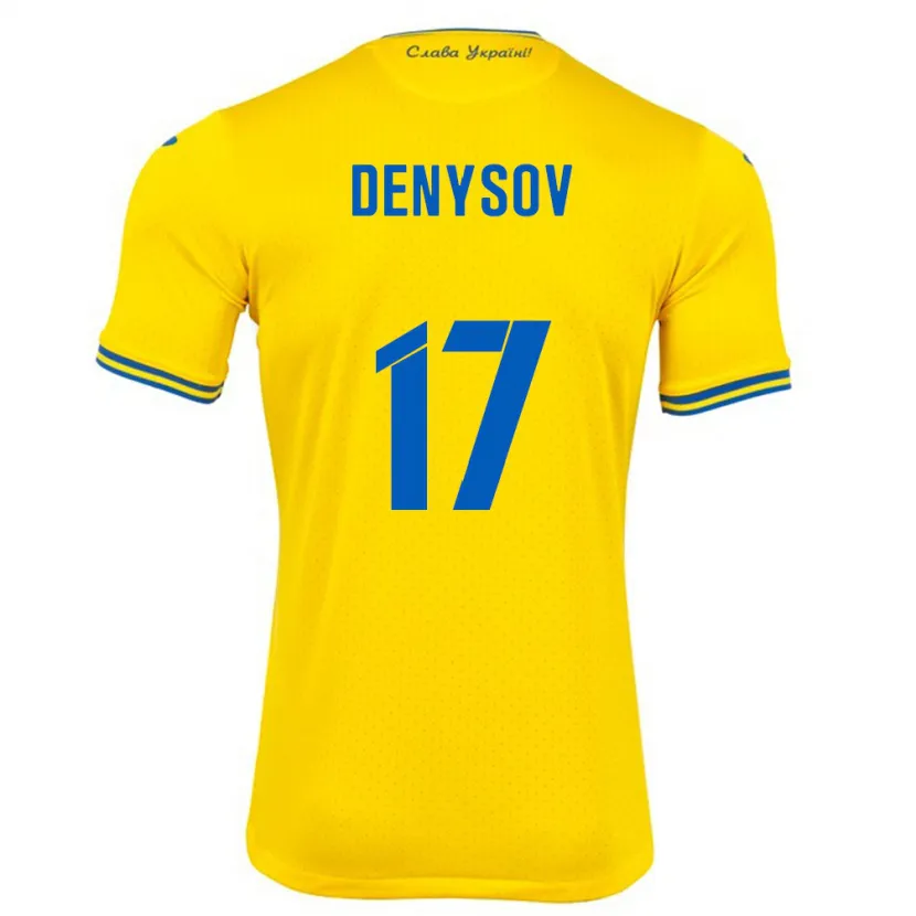 Danxen Barn Ukraina Ivan Denysov #17 Gul Hemmatröja Matchtröjor 24-26 Tröjor T-Tröja