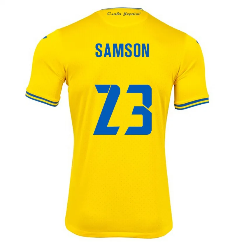 Danxen Barn Ukraina Kateryna Samson #23 Gul Hemmatröja Matchtröjor 24-26 Tröjor T-Tröja