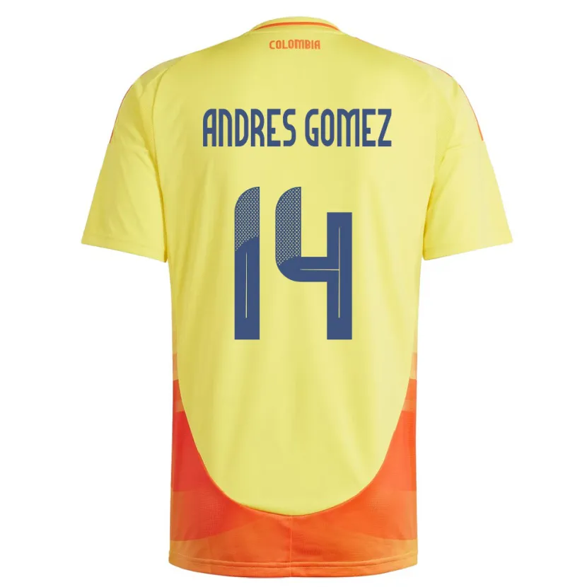 Danxen Barn Colombia Carlos Andrés Gómez #14 Gul Hemmatröja Matchtröjor 24-26 Tröjor T-Tröja