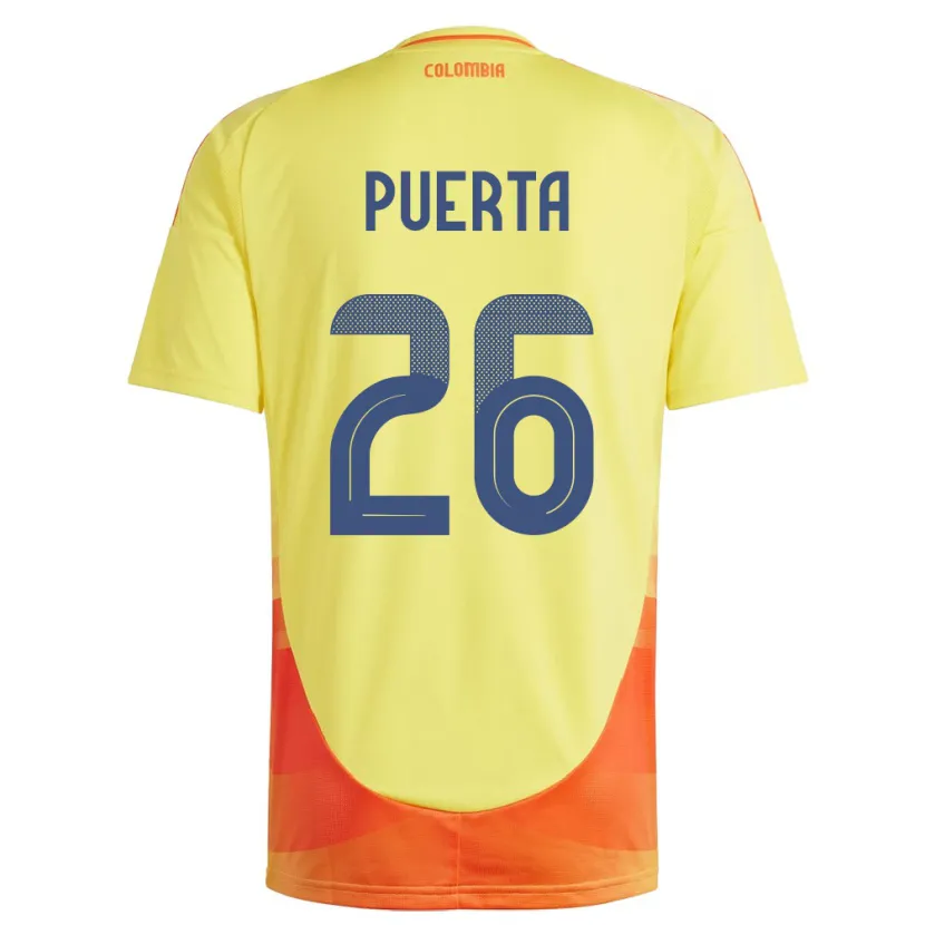 Danxen Barn Colombia Gustavo Puerta #26 Gul Hemmatröja Matchtröjor 24-26 Tröjor T-Tröja