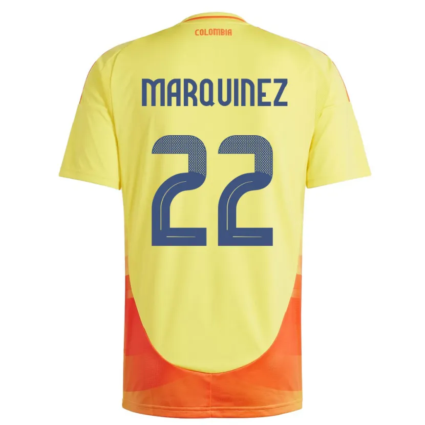 Danxen Barn Colombia Luis Marquinez #22 Gul Hemmatröja Matchtröjor 24-26 Tröjor T-Tröja