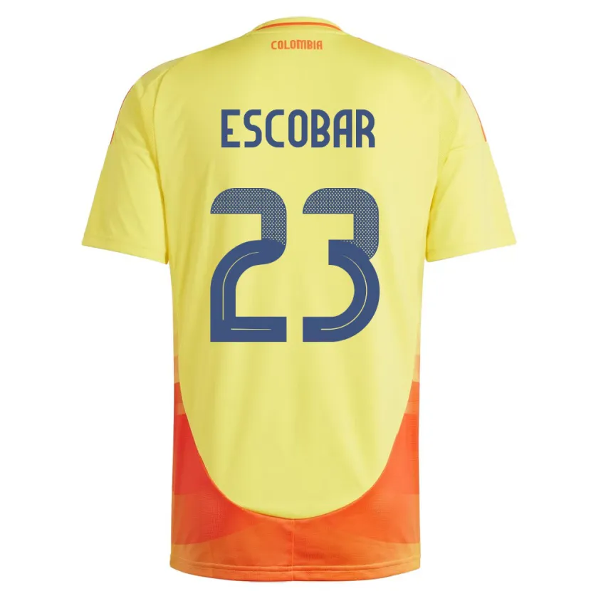 Danxen Barn Colombia Josen Escobar #23 Gul Hemmatröja Matchtröjor 24-26 Tröjor T-Tröja