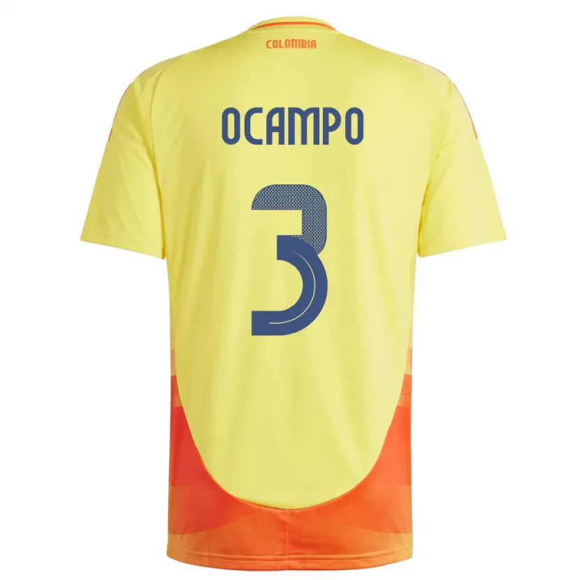 Danxen Barn Colombia Édier Ocampo #3 Gul Hemmatröja Matchtröjor 24-26 Tröjor T-Tröja