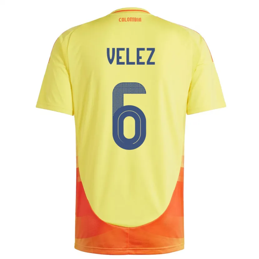 Danxen Barn Colombia Jhon Vélez #6 Gul Hemmatröja Matchtröjor 24-26 Tröjor T-Tröja