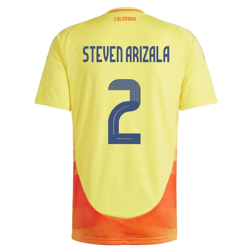 Danxen Barn Colombia Elver Steven Arizala #2 Gul Hemmatröja Matchtröjor 24-26 Tröjor T-Tröja