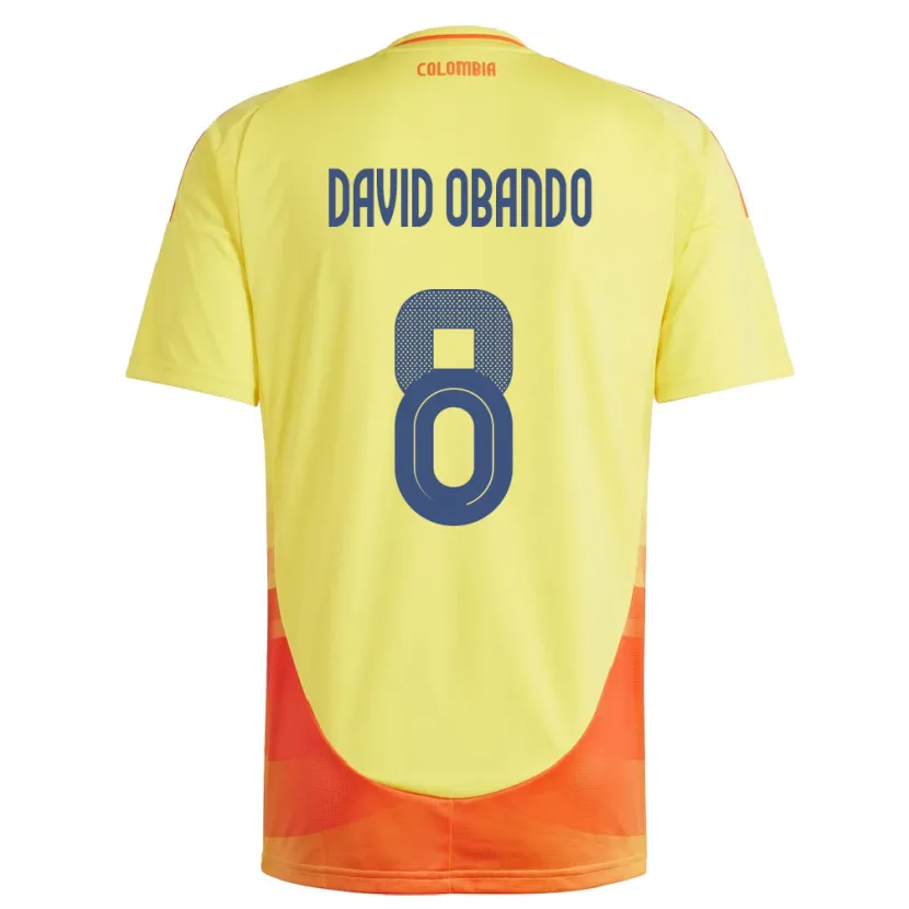 Danxen Barn Colombia Juan David Obando #8 Gul Hemmatröja Matchtröjor 24-26 Tröjor T-Tröja
