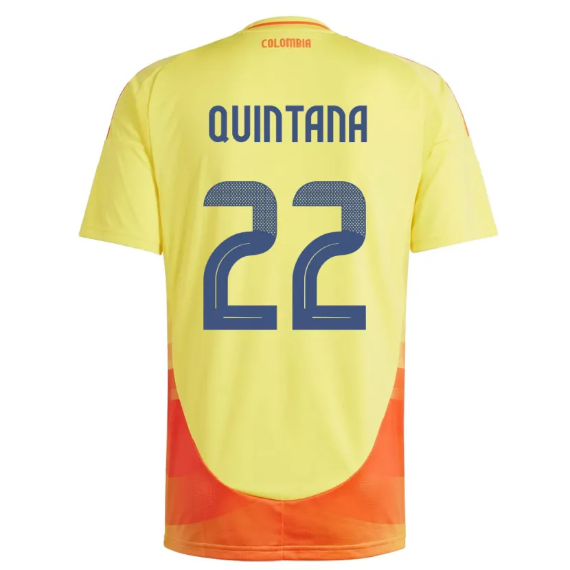 Danxen Barn Colombia Breiner Quintana #22 Gul Hemmatröja Matchtröjor 24-26 Tröjor T-Tröja