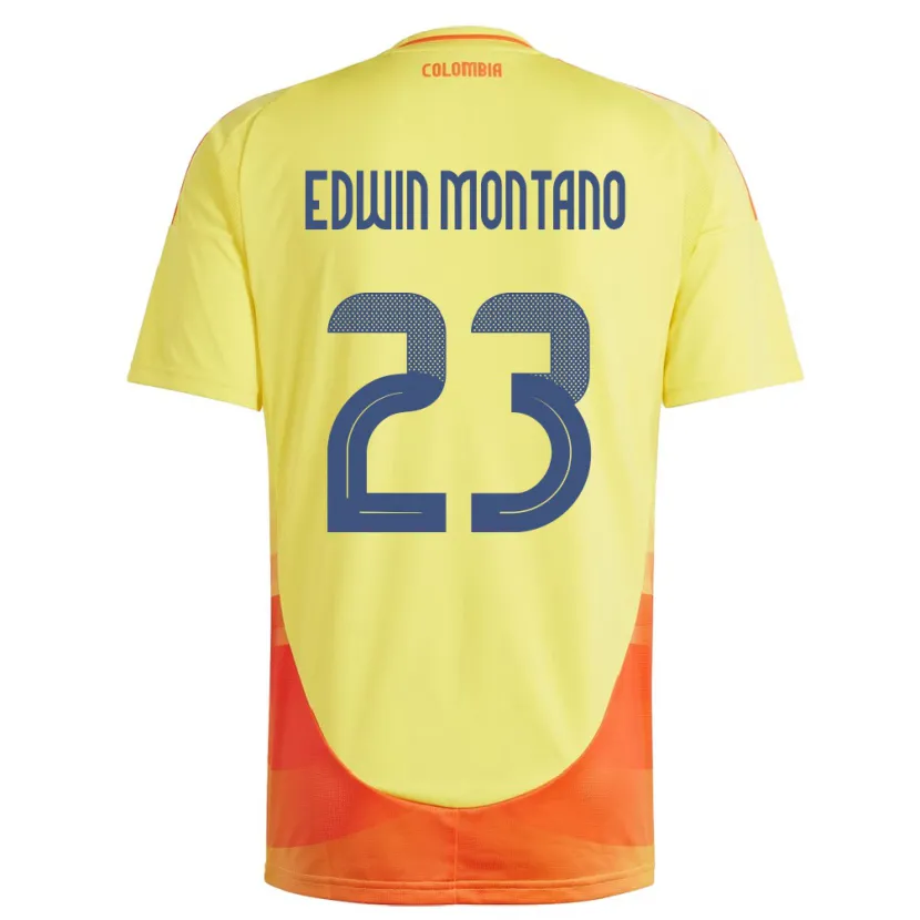 Danxen Barn Colombia John Edwin Montaño #23 Gul Hemmatröja Matchtröjor 24-26 Tröjor T-Tröja