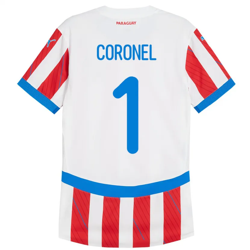 Danxen Barn Paraguay Carlos Coronel #1 Vit Röd Hemmatröja Matchtröjor 24-26 Tröjor T-Tröja