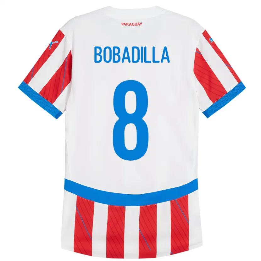 Danxen Barn Paraguay Damián Bobadilla #8 Vit Röd Hemmatröja Matchtröjor 24-26 Tröjor T-Tröja