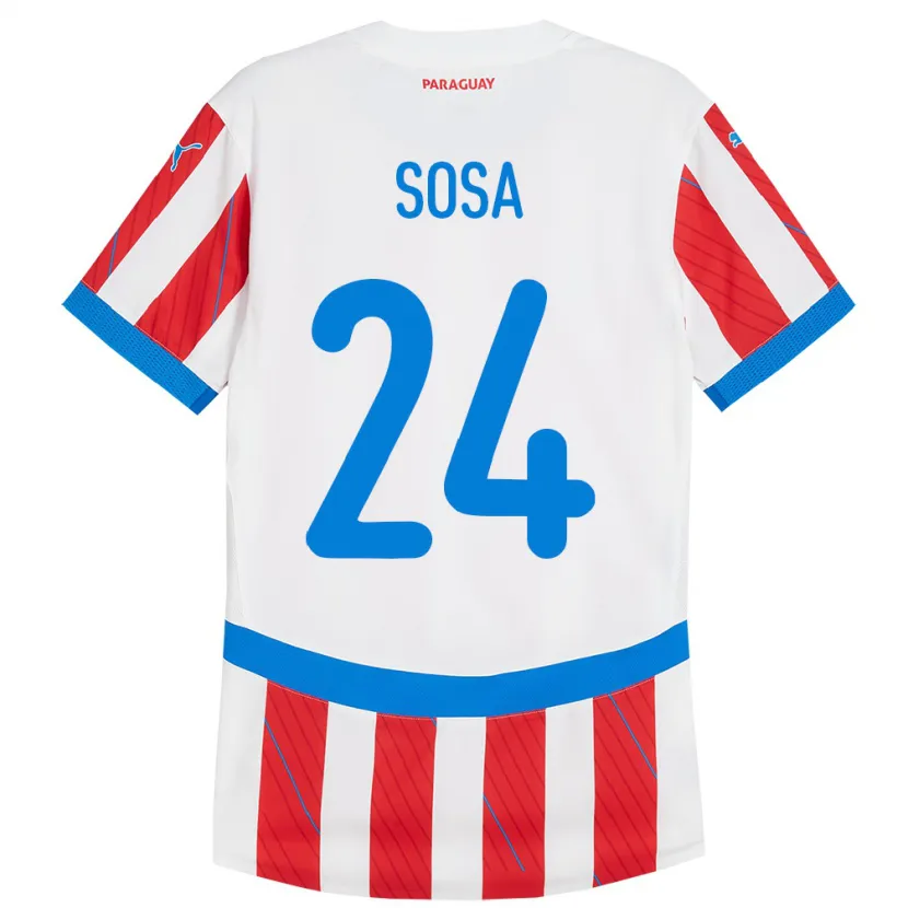 Danxen Barn Paraguay Ramón Sosa #24 Vit Röd Hemmatröja Matchtröjor 24-26 Tröjor T-Tröja