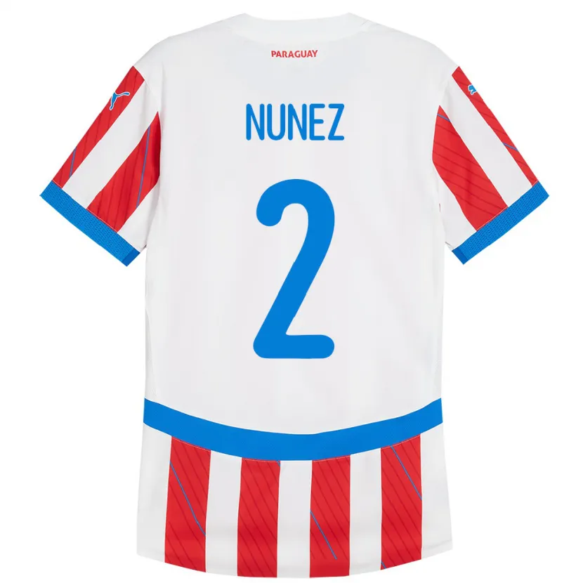 Danxen Barn Paraguay Alan Núñez #2 Vit Röd Hemmatröja Matchtröjor 24-26 Tröjor T-Tröja