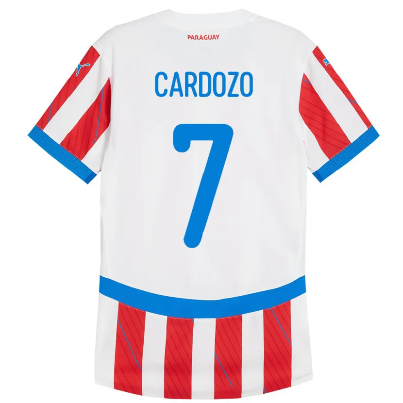 Danxen Barn Paraguay Fernando Cardozo #7 Vit Röd Hemmatröja Matchtröjor 24-26 Tröjor T-Tröja