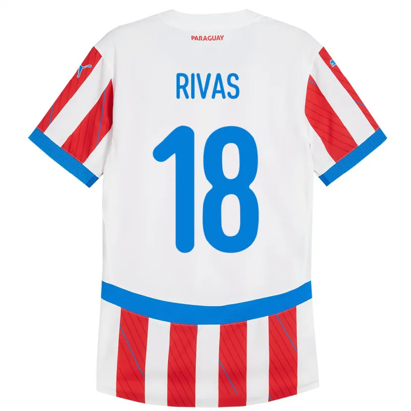 Danxen Barn Paraguay Daniel Rivas #18 Vit Röd Hemmatröja Matchtröjor 24-26 Tröjor T-Tröja