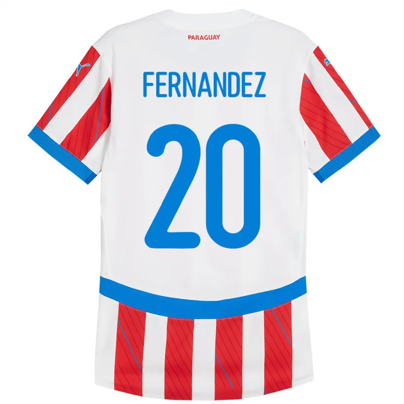 Danxen Barn Paraguay Marcelo Fernández #20 Vit Röd Hemmatröja Matchtröjor 24-26 Tröjor T-Tröja