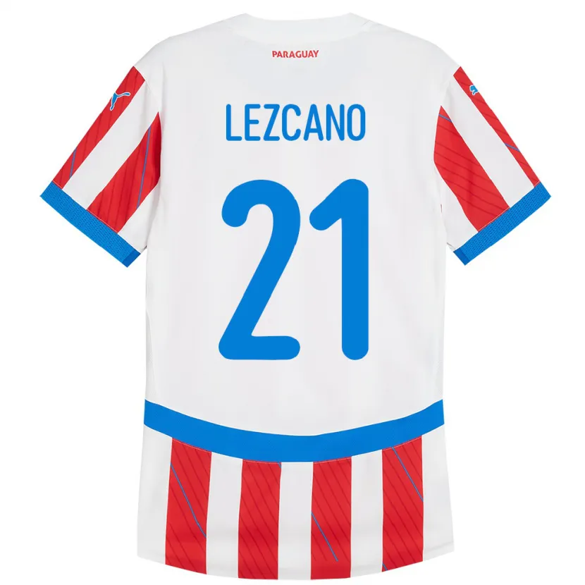 Danxen Barn Paraguay Rubén Lezcano #21 Vit Röd Hemmatröja Matchtröjor 24-26 Tröjor T-Tröja