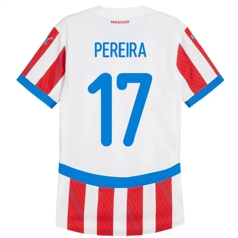Danxen Barn Paraguay Kevin Pereira #17 Vit Röd Hemmatröja Matchtröjor 24-26 Tröjor T-Tröja
