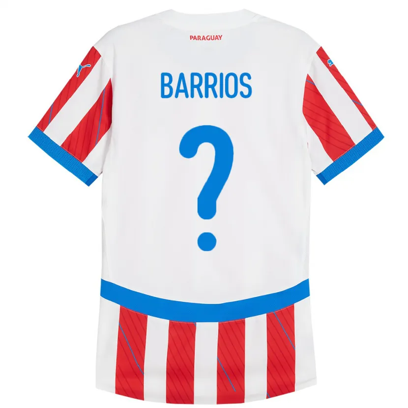 Danxen Barn Paraguay Fabio Barrios #0 Vit Röd Hemmatröja Matchtröjor 24-26 Tröjor T-Tröja